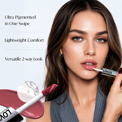 Perfect Twin Lip — Dual-Ended Liquid Lipstick with Velvet Matte Color and Glossy Shine