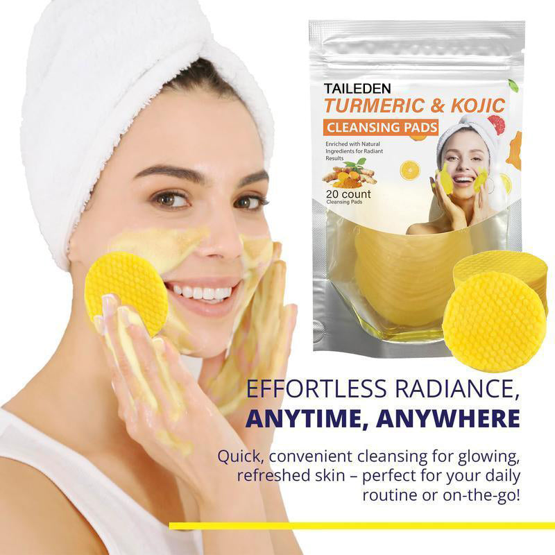 Turmeric and kojic acid cleansing pads for a quick daily skincare routine