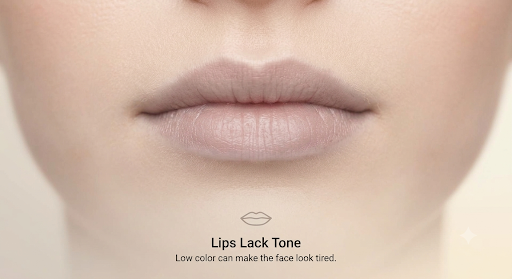 Lips lack tone before using lip liner and gloss