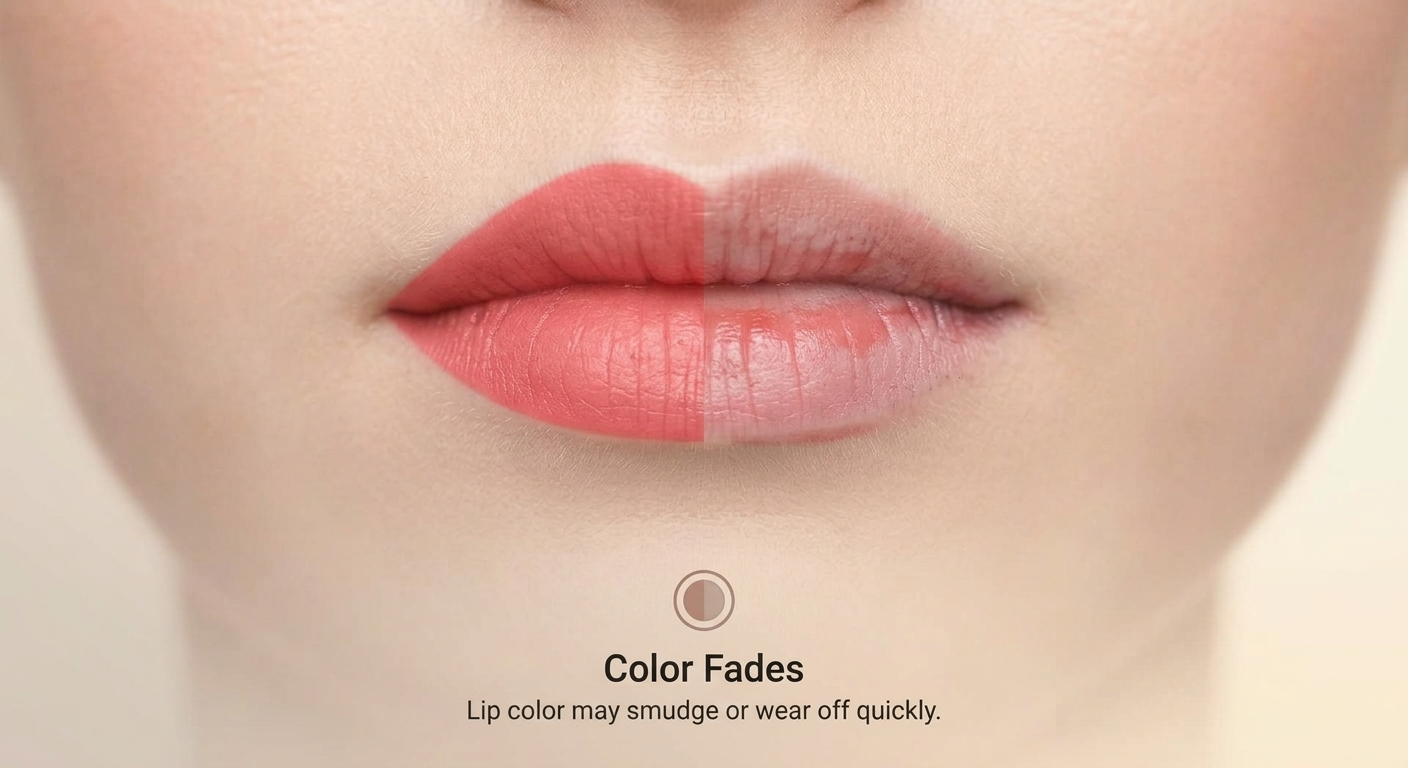 Lip color fades before using lip liner and gloss